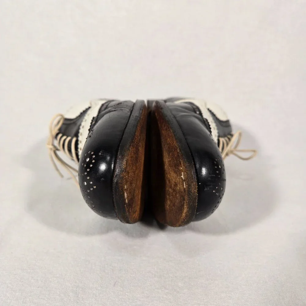 Vintage SPECTATOR COLE HAAN Black&White Wingtip Oxford Dress Shoes Size 9D ITALY - Picture 12 of 17